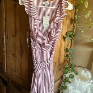 Lucy Paris Red and White Striped Midi Dress